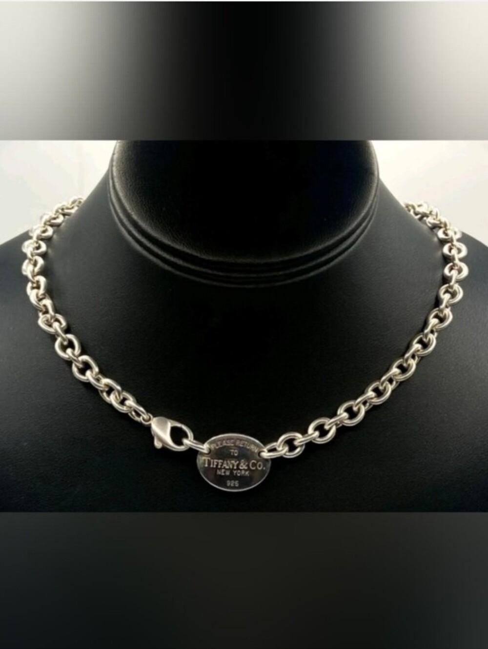 Tiffany & Co. Sterling Silver Round Tag Link Necklace